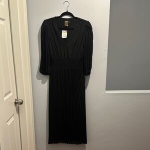 Black Pleated Midi Dress (New with Tags)